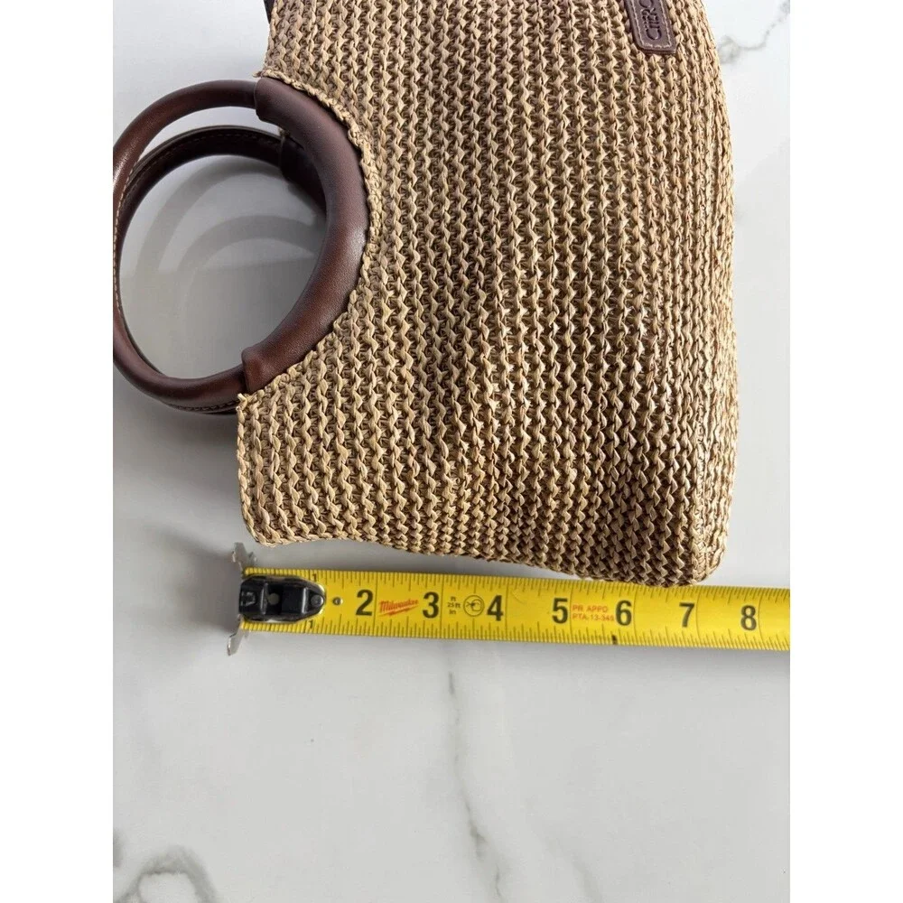 Vintage Cherokee Woven Straw Crossbody Bag Top Handle Purse Tan Brown 90s Y2K